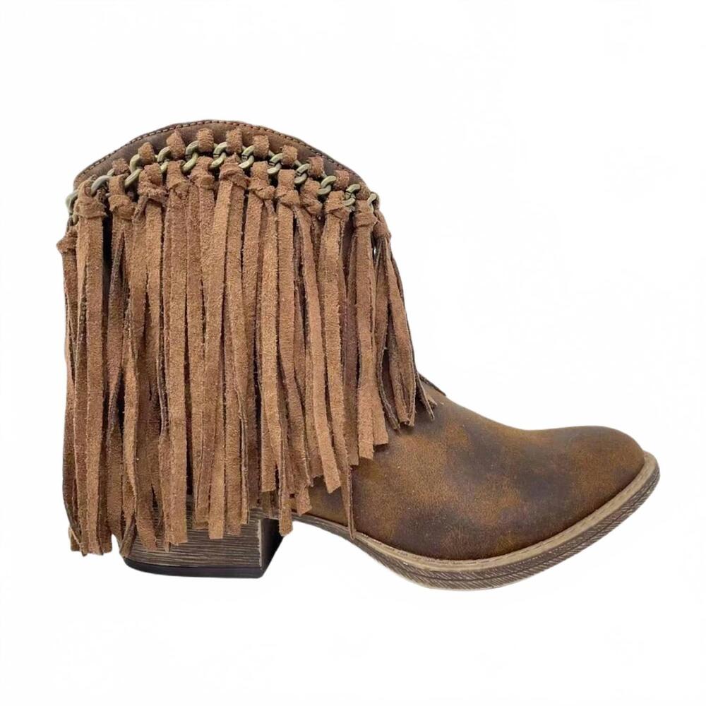 NEW GYPSY JAZZ women's juno boot with fringe in tan